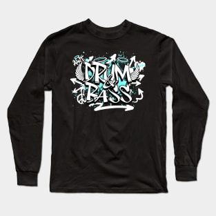 DRUM AND BASS  - Grafitti Steez (Blue/White) Long Sleeve T-Shirt